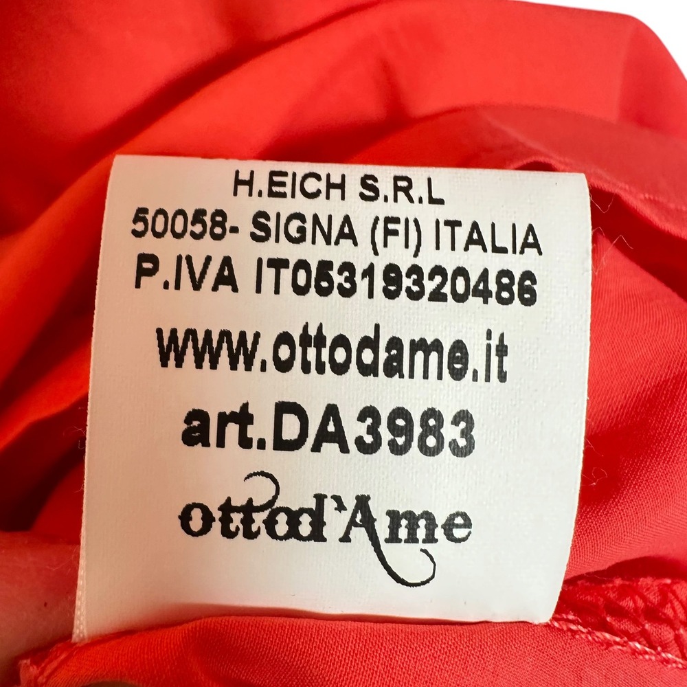 Ottod'Ame Italy Cotton Poplin Tunic Dress Fiamma Bell Sleeve L NWT Orange 10 - Picture 9 of 14